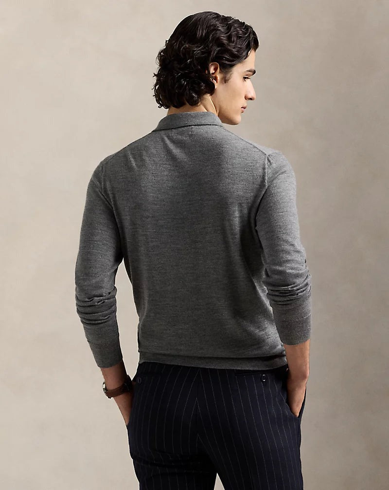 Feinstrick-Pullover aus Wolle mit Polokragen