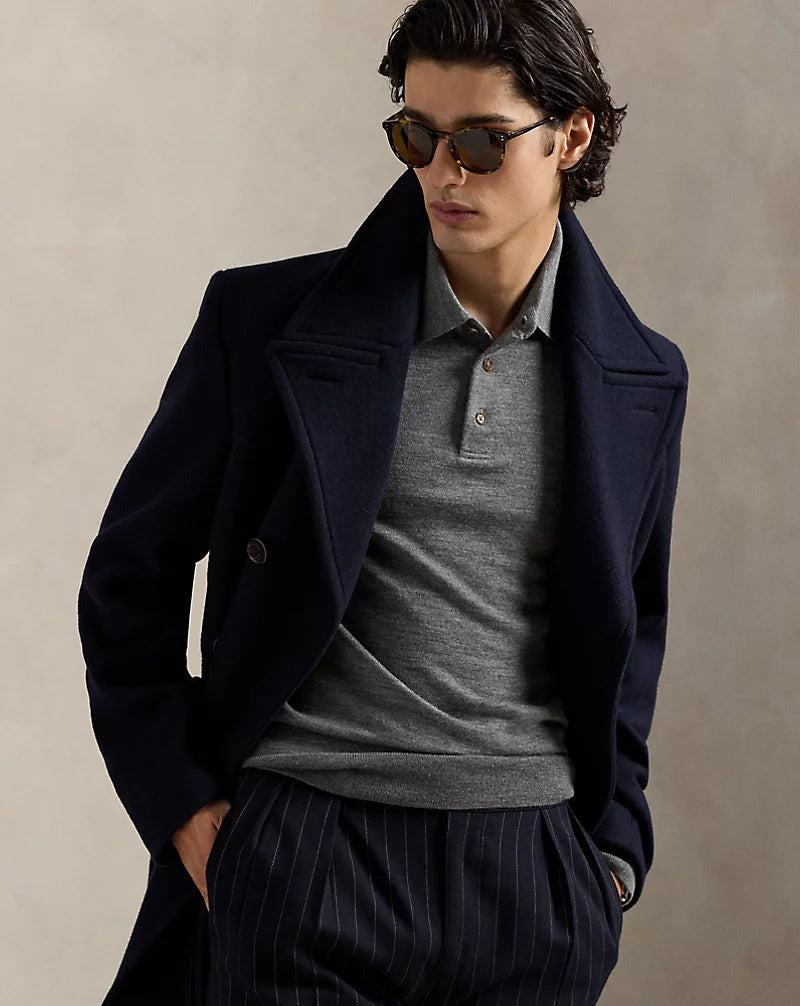Feinstrick-Pullover aus Wolle mit Polokragen