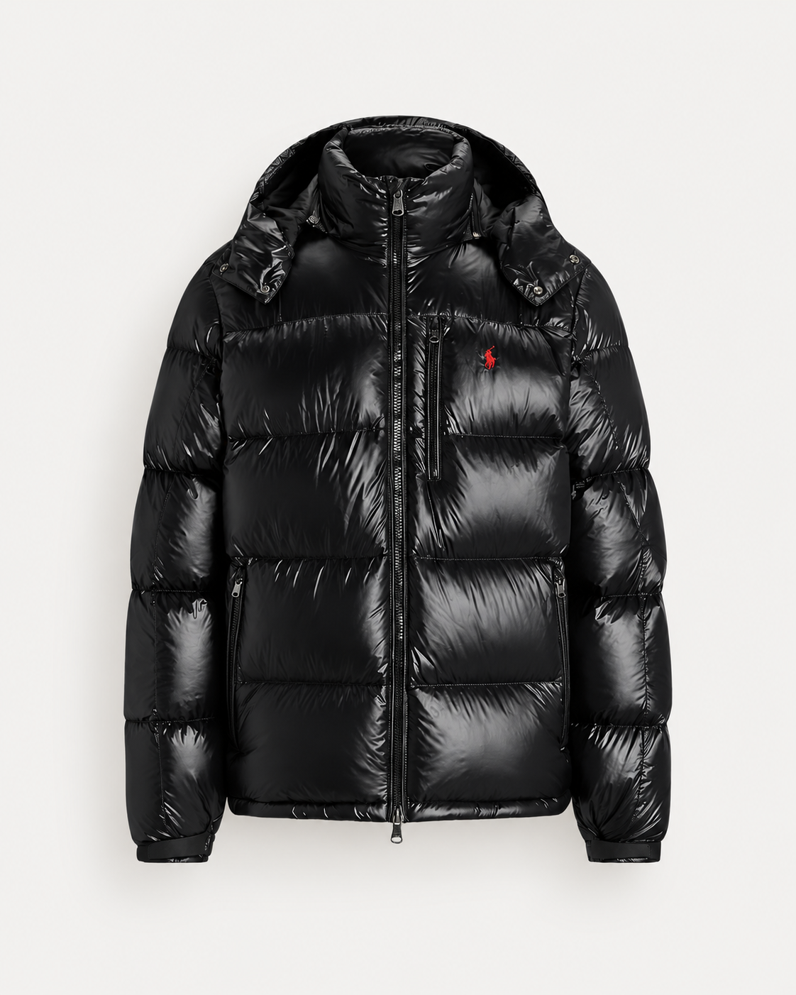 Lacquered-Shell Down Jacket — men's down jackets, front view
