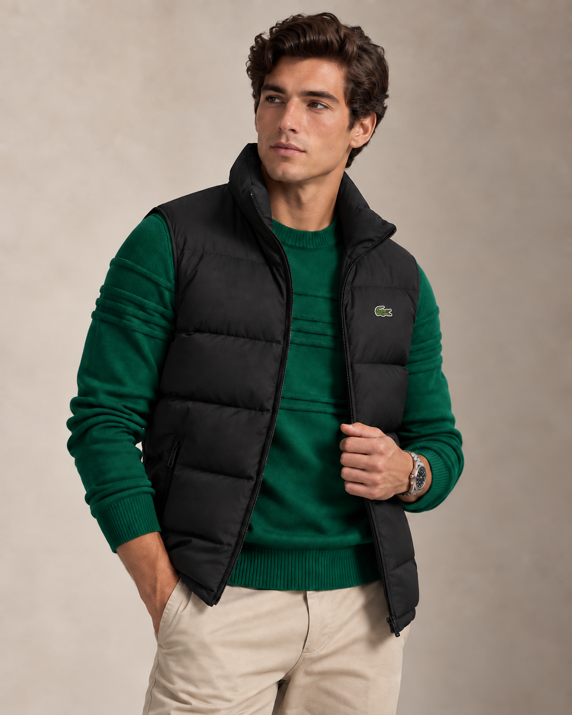 Textured Cotton Jumper & Vest Set — men's knitwear sets, back view