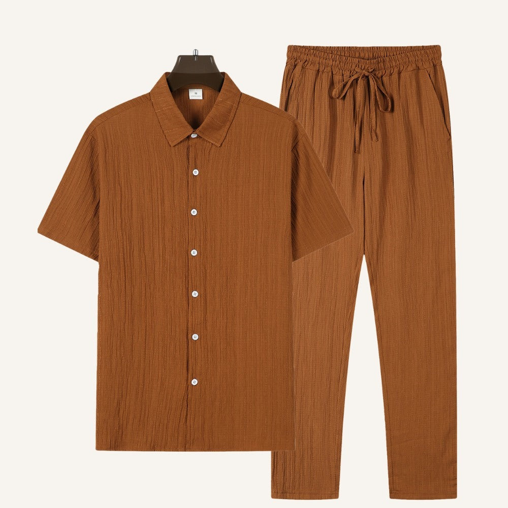 Set aus strukturiertem Hemd & Hose Riviera Ease