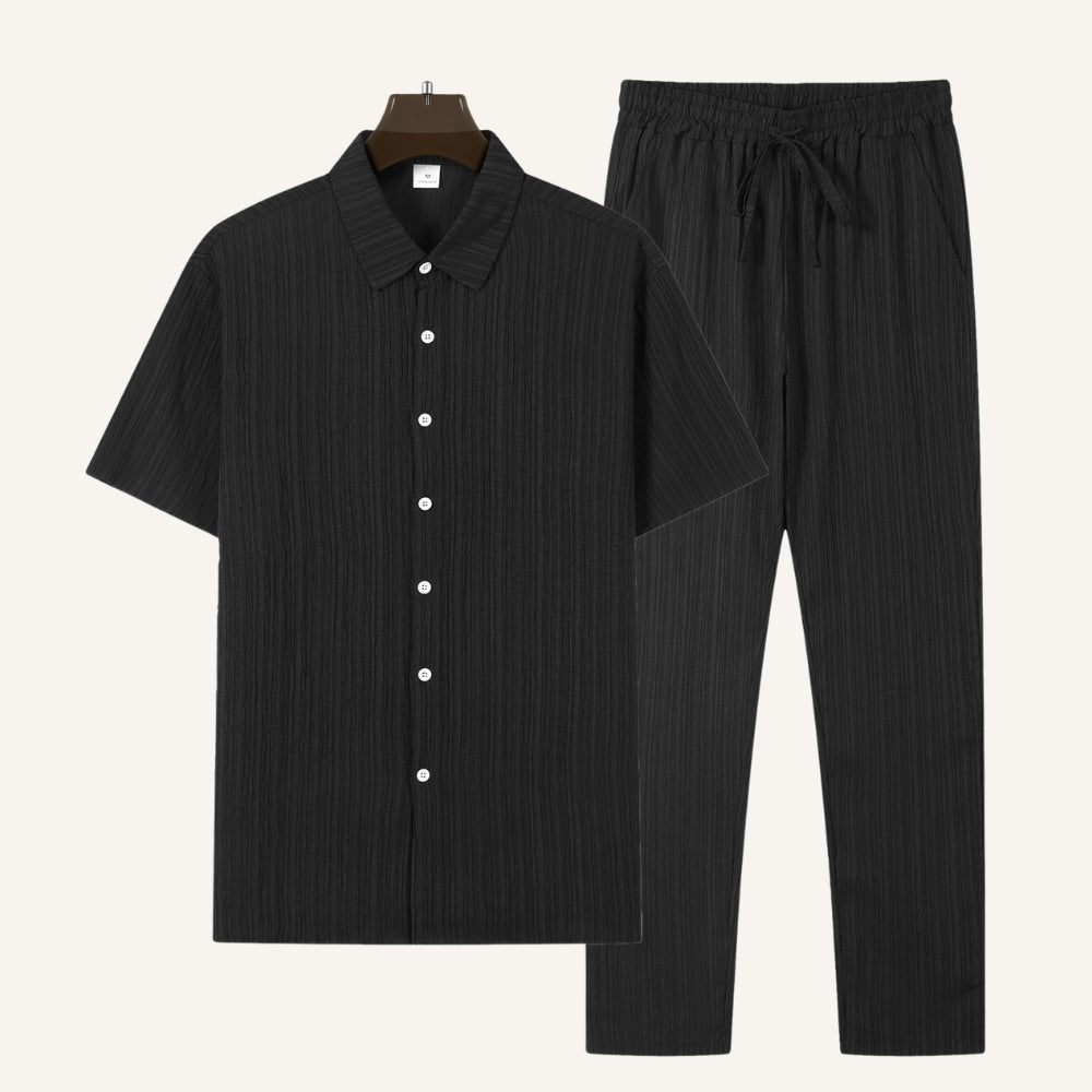 Set aus strukturiertem Hemd & Hose Riviera Ease