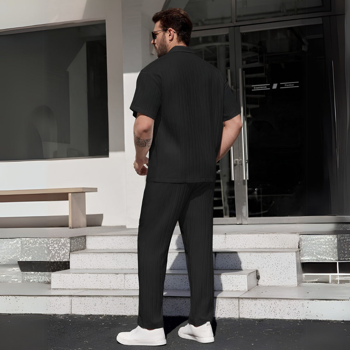 Set aus strukturiertem Hemd & Hose Riviera Ease