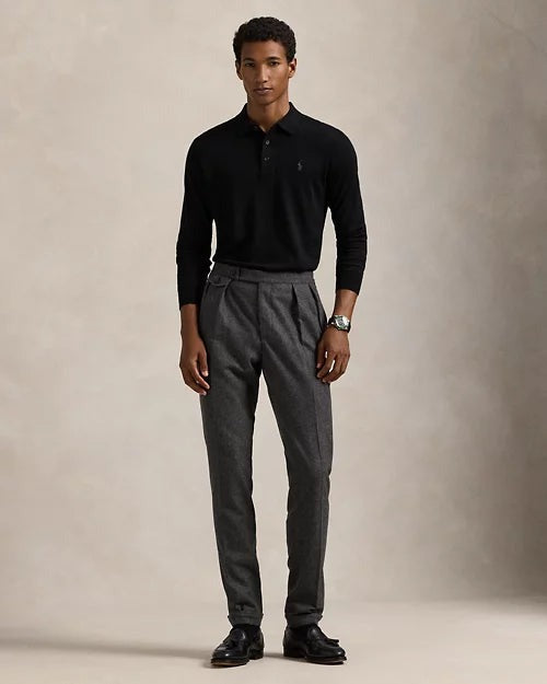 Feinstrick-Pullover aus Wolle mit Polokragen