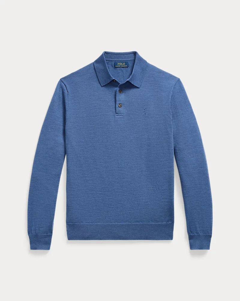 Feinstrick-Pullover aus Wolle mit Polokragen