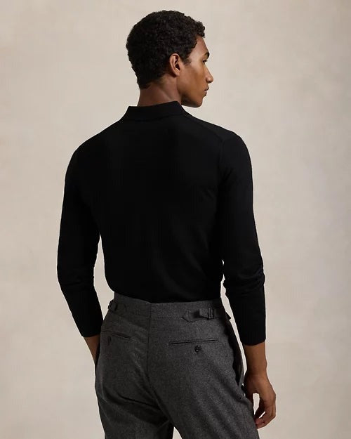 Feinstrick-Pullover aus Wolle mit Polokragen