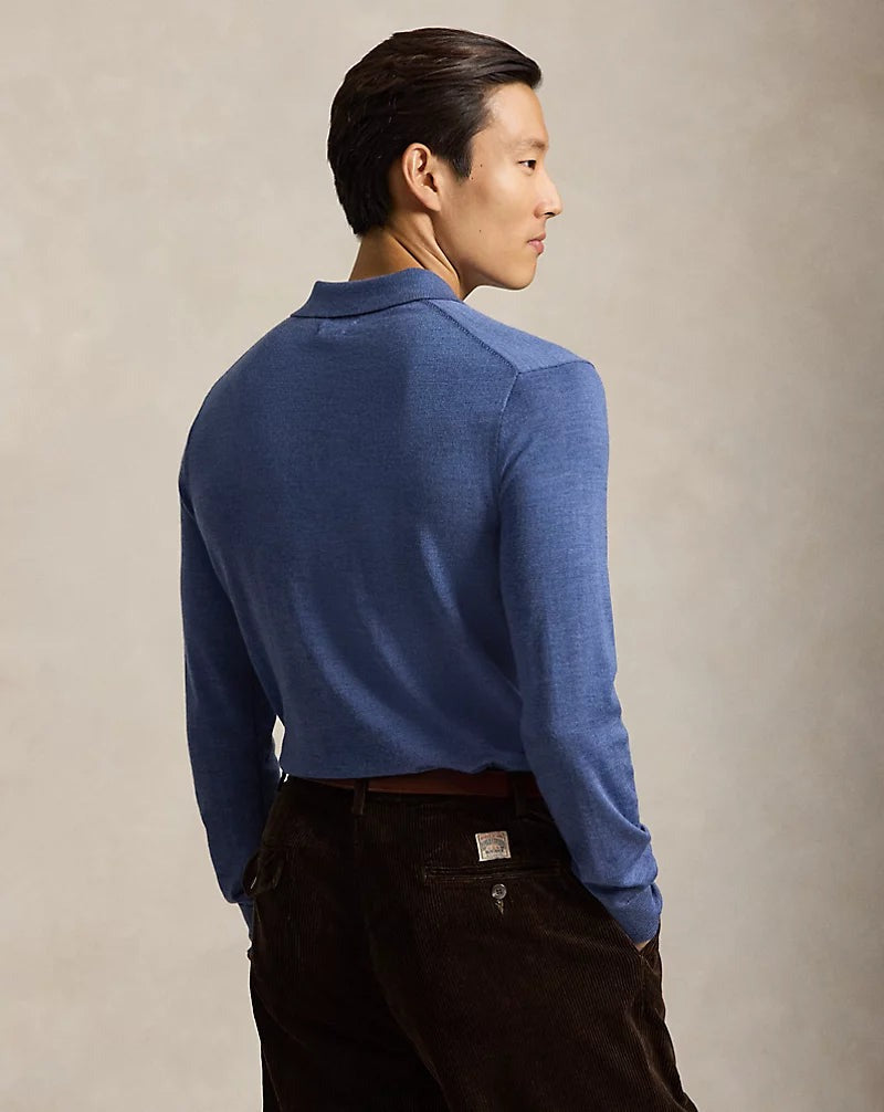 Feinstrick-Pullover aus Wolle mit Polokragen