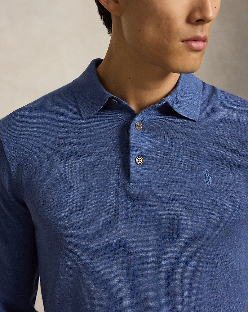 Feinstrick-Pullover aus Wolle mit Polokragen