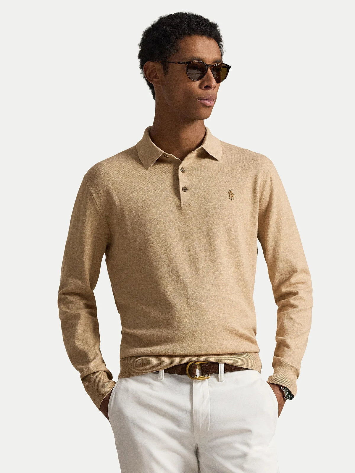 Feinstrick-Pullover aus Wolle mit Polokragen