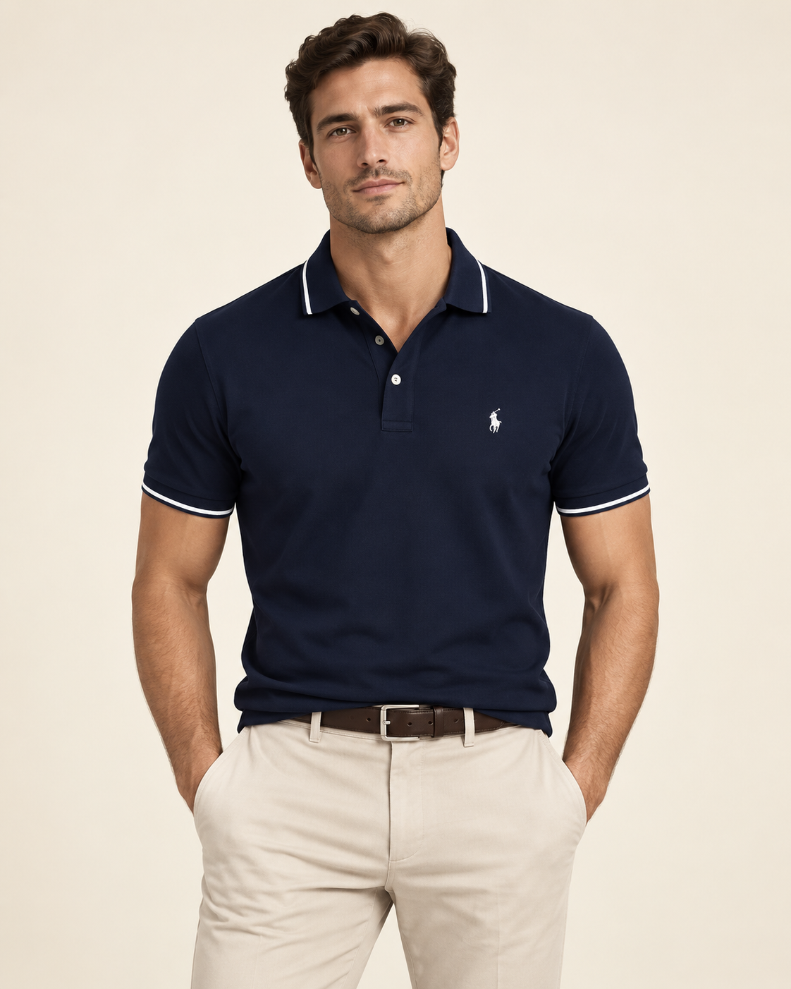 2-Pack Tipped Cotton Polo Shirts — men's polo shirts, back view