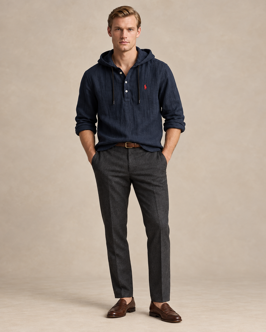 Linen-Blend Hooded Shirt — men's linen shirts, back view